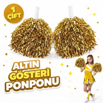 1 Çift Altın Renk Okul Gösteri Ponponları Ekstra Dolgun 1 Çift Altın Renk Okul Gösteri Ponponları Ekstra Dolgun
