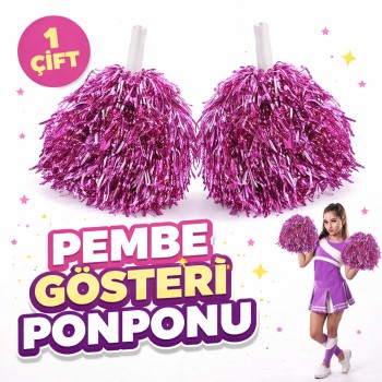 1 Çift Pembe Okul Gösteri Ponponları Ekstra Dolgun 1 Çift Pembe Okul Gösteri Ponponları Ekstra Dolgun