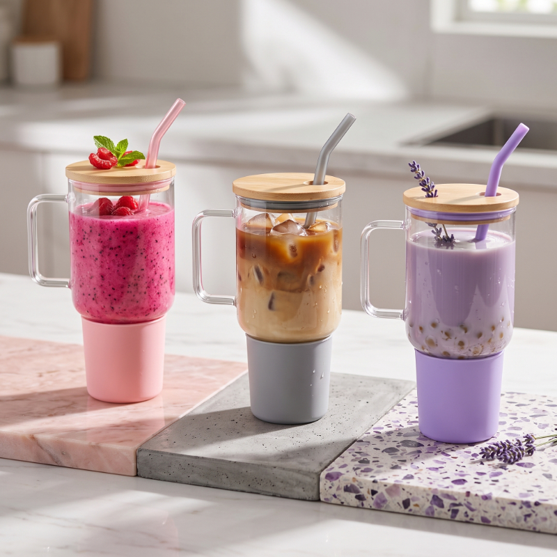 1000 ml Cam Matara Kupa Bardak - Bambu Kapaklı - Silikon Kılıflı - Çelik Pipetli 1000 ml Cam Matara Kupa Bardak - Bambu Kapaklı - Silikon Kılıflı - Çelik Pipetli