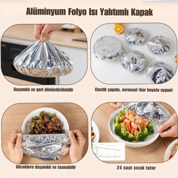 10'lu Bone Kapak - Folyo - Isı Yalıtımlı - Tabak ve Mini Tencere Uyumlu 10'lu Bone Kapak - Folyo - Isı Yalıtımlı - Tabak ve Mini Tencere Uyumlu
