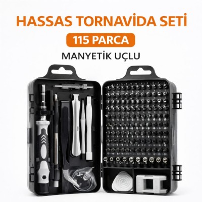 115 Parça Manyetik Uçlu Hassas Tornavida Seti 115 Parça Manyetik Uçlu Hassas Tornavida Seti