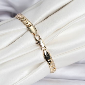 14K Gold Renk Kaplama Ezme Zincir Model Kadın Bileklik 14K Gold Renk Kaplama Ezme Zincir Model Kadın Bileklik