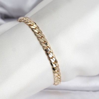 14K Gold Renk Kaplama Ezme Zincir Model Kadın Bileklik 14K Gold Renk Kaplama Ezme Zincir Model Kadın Bileklik
