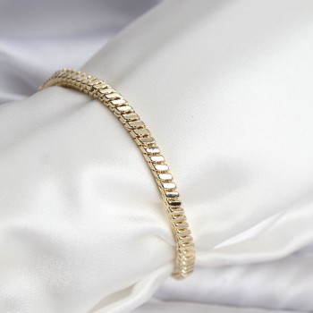 14K Gold Renk Kaplama Kare Zincir Model CM Kadın Bileklik