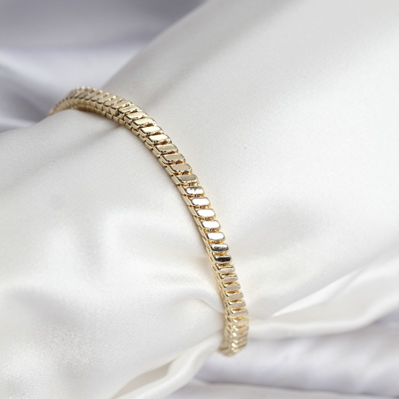 14K Gold Renk Kaplama Kare Zincir Model CM Kadın Bileklik 14K Gold Renk Kaplama Kare Zincir Model CM Kadın Bileklik