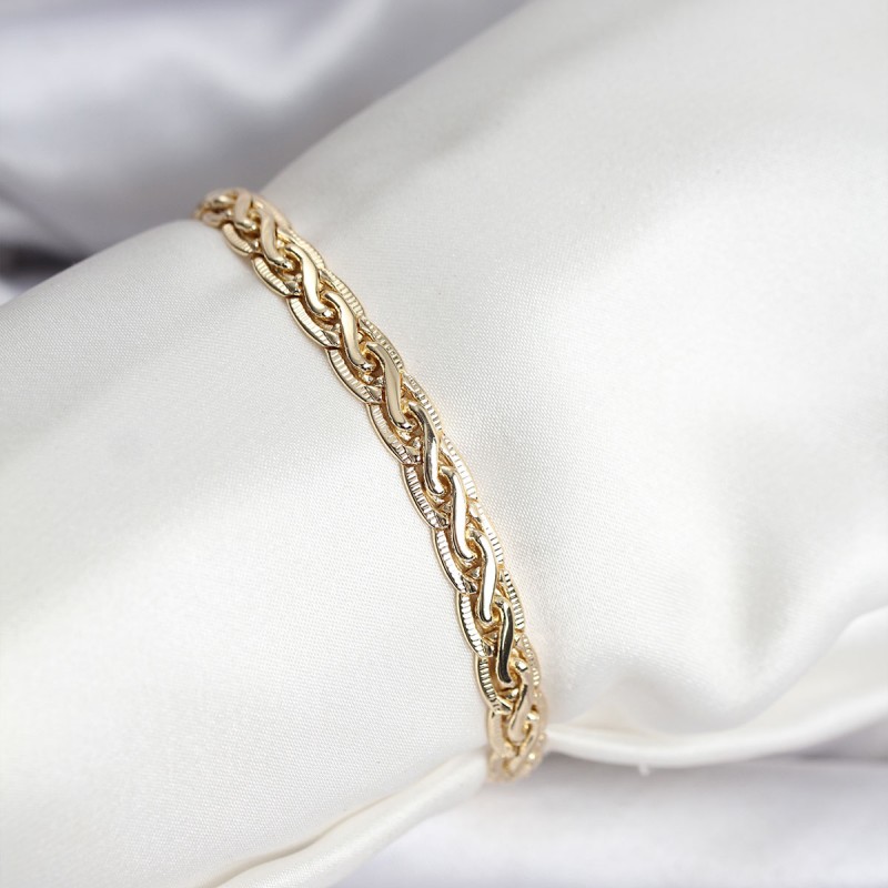 14K Gold Renk Kaplama Lazer Zincir Model CM Kadın Bileklik 14K Gold Renk Kaplama Lazer Zincir Model CM Kadın Bileklik