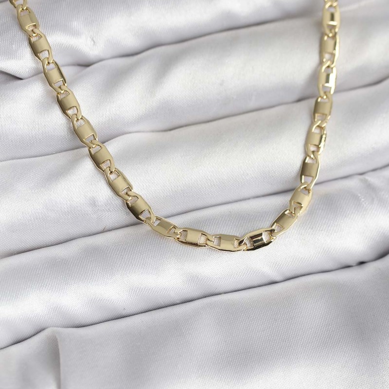 14K Gold Renk Kaplama Plaka Ezme Model Zincirli CM Kadın Kolye 14K Gold Renk Kaplama Plaka Ezme Model Zincirli CM Kadın Kolye