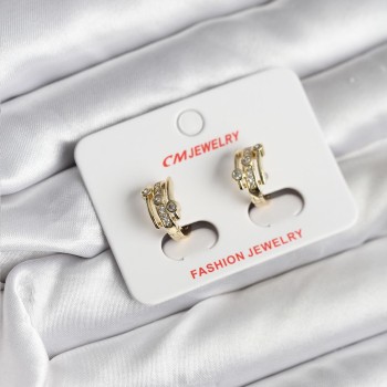 14K Gold Renk Kaplama Yarım Halka Zirkon Taşlı CM Kadın Küpe 14K Gold Renk Kaplama Yarım Halka Zirkon Taşlı CM Kadın Küpe