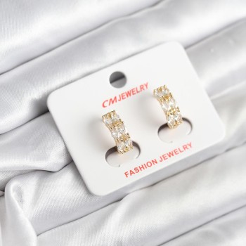 14K Gold Renk Kaplama Zirkon Taşlı CM Kadın Küpe 14K Gold Renk Kaplama Zirkon Taşlı CM Kadın Küpe