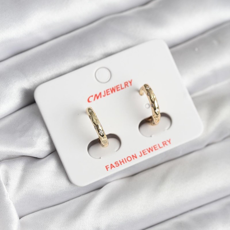 14K Gold Renk Kaplama Zirkon Taşlı Halka Model CM Kadın Küpe 14K Gold Renk Kaplama Zirkon Taşlı Halka Model CM Kadın Küpe