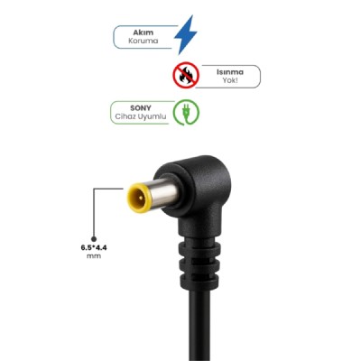 19.5V 4.7A 6.5 * 4.4mm 90W SONY İçin Laptop Adaptör 19.5V 4.7A 6.5 * 4.4mm 90W SONY İçin Laptop Adaptör