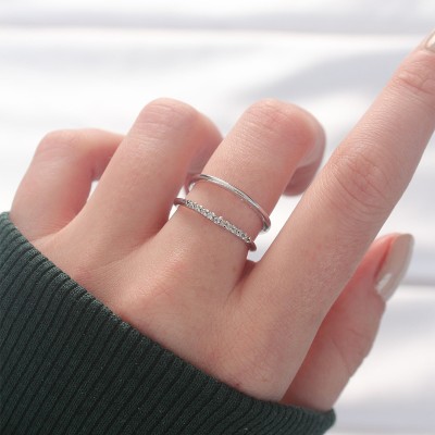 2li Görünümlü Su Yolu Tasarımlı Silver Renk Ayarlanabilir Yüzük 2li Görünümlü Su Yolu Tasarımlı Silver Renk Ayarlanabilir Yüzük