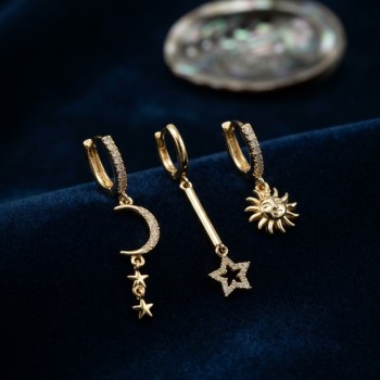 3 lü Set Ay Yıldız ve Güneş Model Gold Renk Kadın Küpe