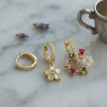 3 lü Set Gold Renk Çiçek Model Küpe