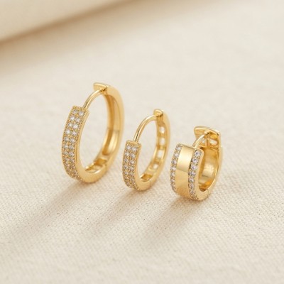 3 lü Set Gold Renk Halka Model Küpe 3 lü Set Gold Renk Halka Model Küpe