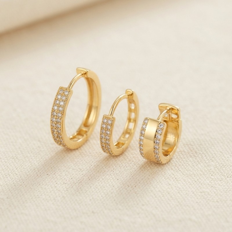 3 lü Set Gold Renk Halka Model Küpe 3 lü Set Gold Renk Halka Model Küpe