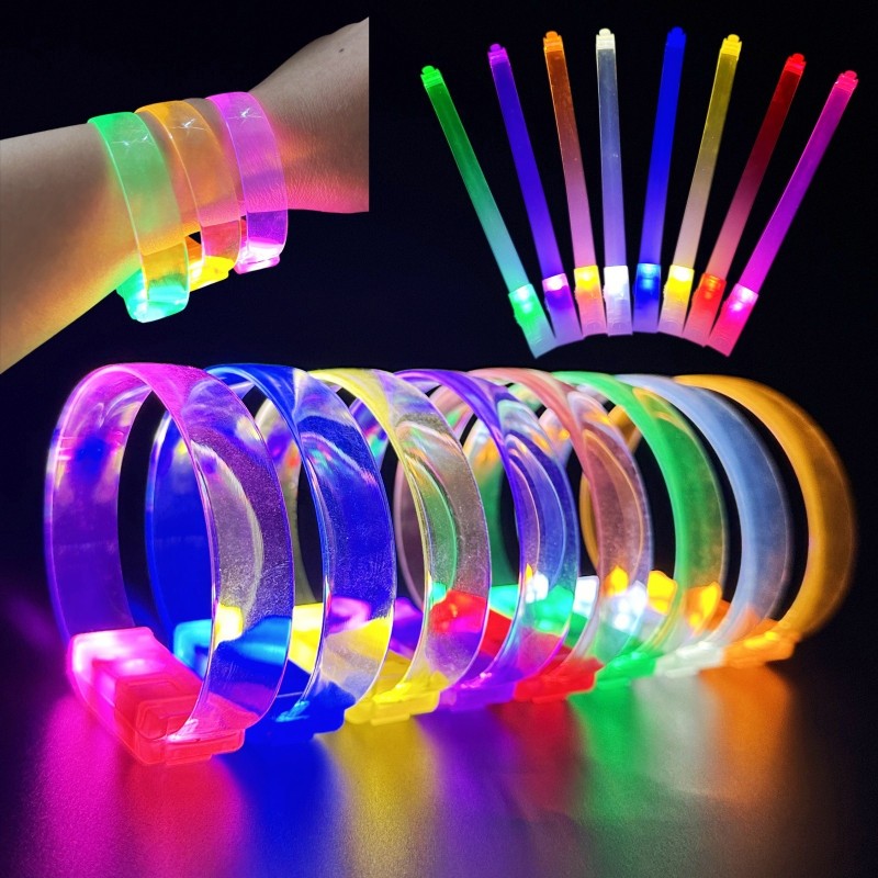 3 Modlu Pilli LED Işıklı Esnek Parti Bilekliği Beyaz 3 Modlu Pilli LED Işıklı Esnek Parti Bilekliği Beyaz