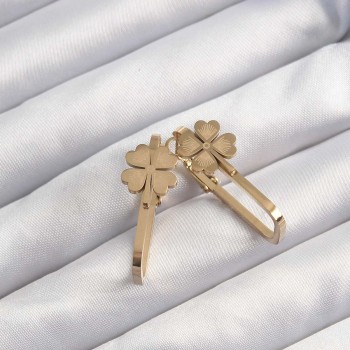 316L Çelik Altın Renk Geometrik Yonca Model Küpe 316L Çelik Altın Renk Geometrik Yonca Model Küpe