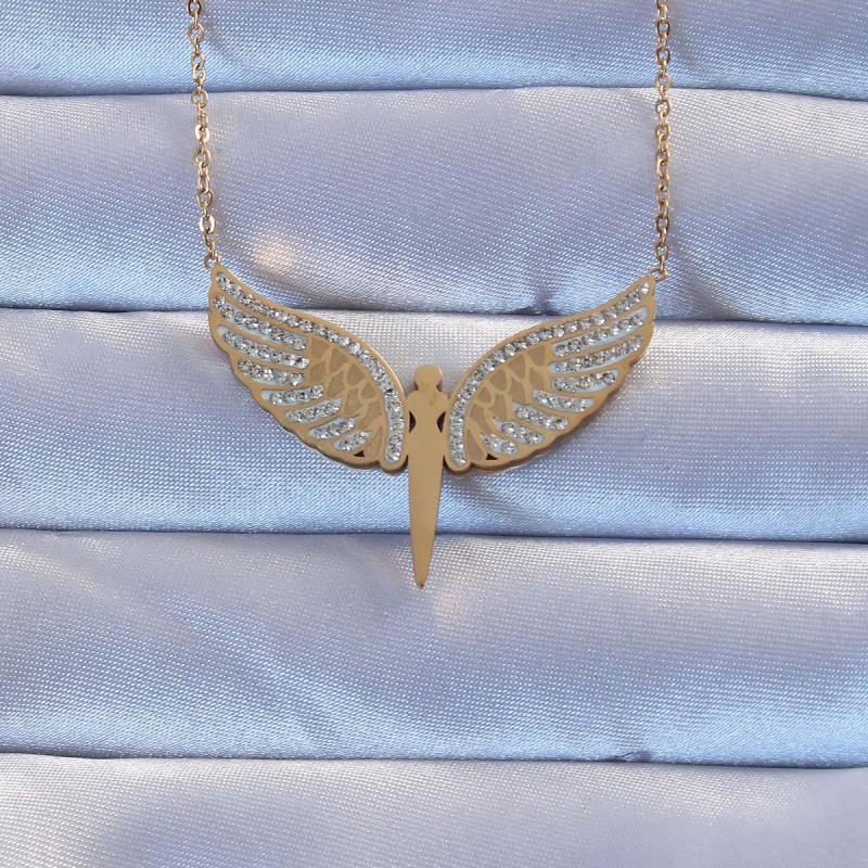 316L Çelik Altın Renk Zirkon Taşlı Mikail Kolye 316L Çelik Altın Renk Zirkon Taşlı Mikail Kolye
