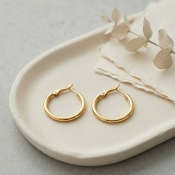 316L Çelik Gold Renk 22 mm Halka Küpe