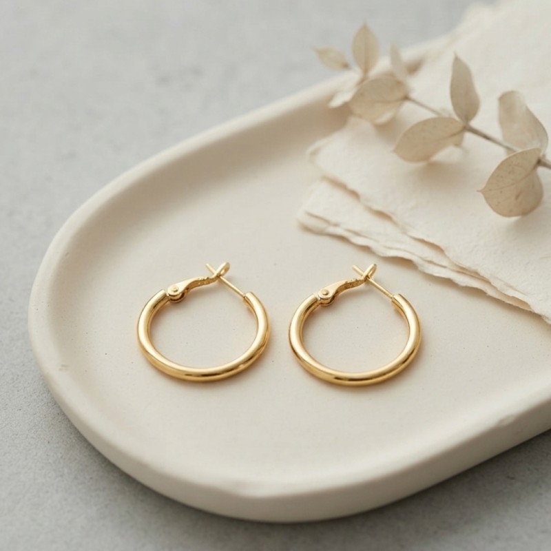 316L Çelik Gold Renk 22 mm Halka Küpe 316L Çelik Gold Renk 22 mm Halka Küpe