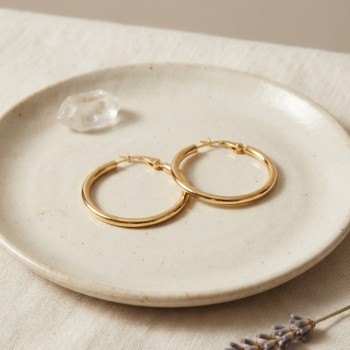 316L Çelik Gold Renk 28 mm Halka Küpe