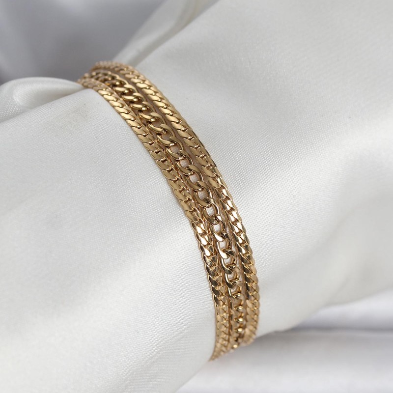 316L Çelik Gold Renk 3'lü Kadın Bileklik 316L Çelik Gold Renk 3'lü Kadın Bileklik