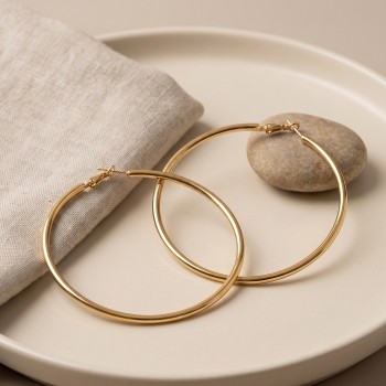316L Çelik Gold Renk 66 mm Halka Küpe