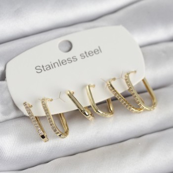 316L Çelik Gold Renk 6'lı Set Geometrik Model Kadın Küpe 316L Çelik Gold Renk 6'lı Set Geometrik Model Kadın Küpe