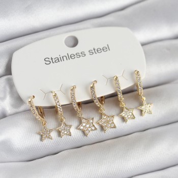 316L Çelik Gold Renk 6'lı Set Yıldız Model Kadın Küpe 316L Çelik Gold Renk 6'lı Set Yıldız Model Kadın Küpe