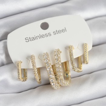 316L Çelik Gold Renk 6'lı Set Zirkon Taşlı Kadın Küpe 316L Çelik Gold Renk 6'lı Set Zirkon Taşlı Kadın Küpe