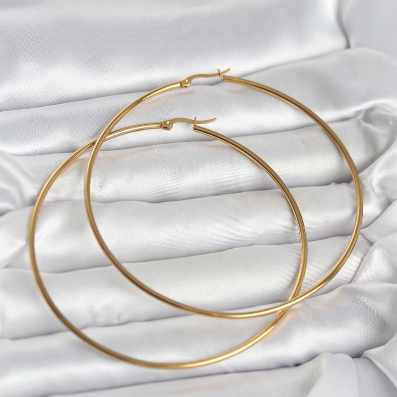 316L Çelik Gold Renk 80 mm Kadın Halka Küpe 316L Çelik Gold Renk 80 mm Kadın Halka Küpe