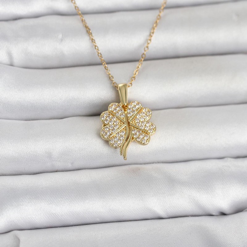316L Çelik Gold Renk Açılabilir Yonca Model Zirkon Taşlı Kadın Kolye 316L Çelik Gold Renk Açılabilir Yonca Model Zirkon Taşlı Kadın Kolye