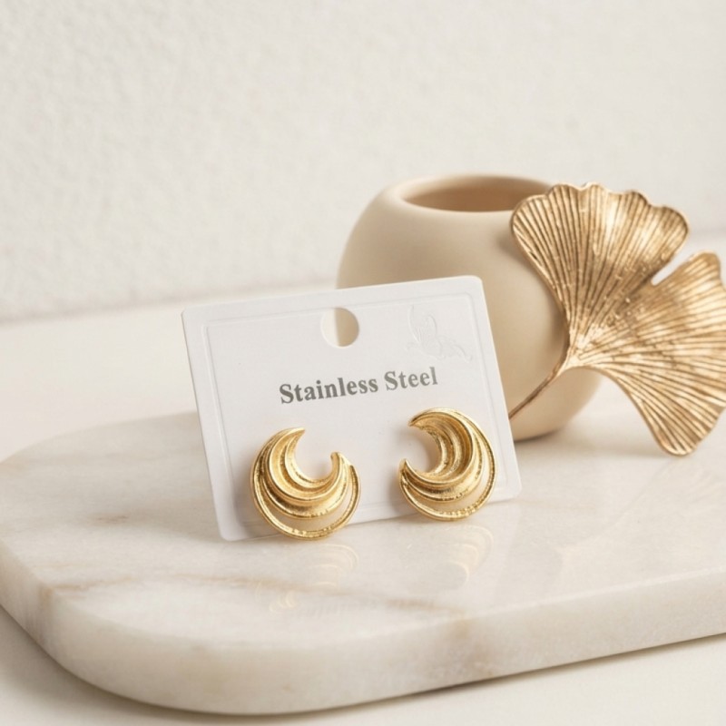 316L Çelik Gold Renk Ay Model Kadın Küpe 316L Çelik Gold Renk Ay Model Kadın Küpe