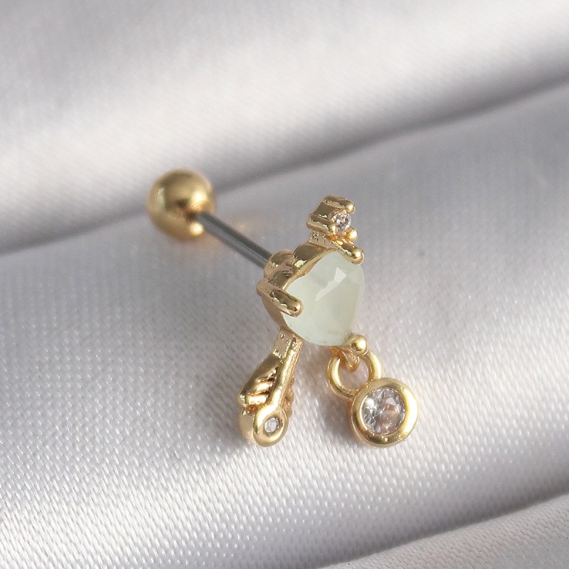 316L Çelik Gold Renk Beyaz Mineli Kalp Sallantı Zirkon Taşlı Tragus Piercing 316L Çelik Gold Renk Beyaz Mineli Kalp Sallantı Zirkon Taşlı Tragus Piercing