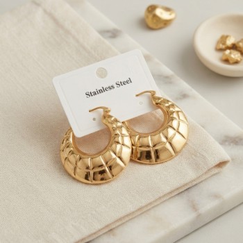 316L Çelik Gold Renk Bohem Halka Model Küpe