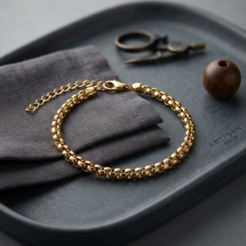 316L Çelik Gold Renk Box Zincir Model Erkek Bileklik 316L Çelik Gold Renk Box Zincir Model Erkek Bileklik