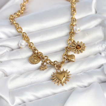 316L Çelik Gold Renk Charmlı Model Kadın Kolye 316L Çelik Gold Renk Charmlı Model Kadın Kolye