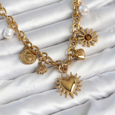 316L Çelik Gold Renk Charmlı Model Kadın Kolye 316L Çelik Gold Renk Charmlı Model Kadın Kolye