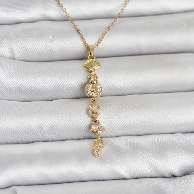 316L Çelik Gold Renk Deniz Temalı Y Model Zirkon Taşlı Kadın Kolye 316L Çelik Gold Renk Deniz Temalı Y Model Zirkon Taşlı Kadın Kolye