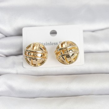316L Çelik Gold Renk Desenli Top Model Kadın Küpe 316L Çelik Gold Renk Desenli Top Model Kadın Küpe