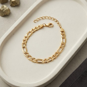 316L Çelik Gold Renk Figaro Zincir Model Erkek Bileklik 316L Çelik Gold Renk Figaro Zincir Model Erkek Bileklik