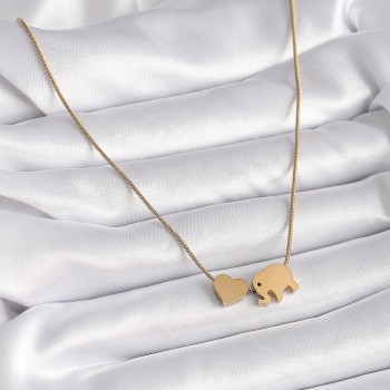 316L Çelik Gold Renk Fil Kalp Figürlü Kadın Kolye 316L Çelik Gold Renk Fil Kalp Figürlü Kadın Kolye