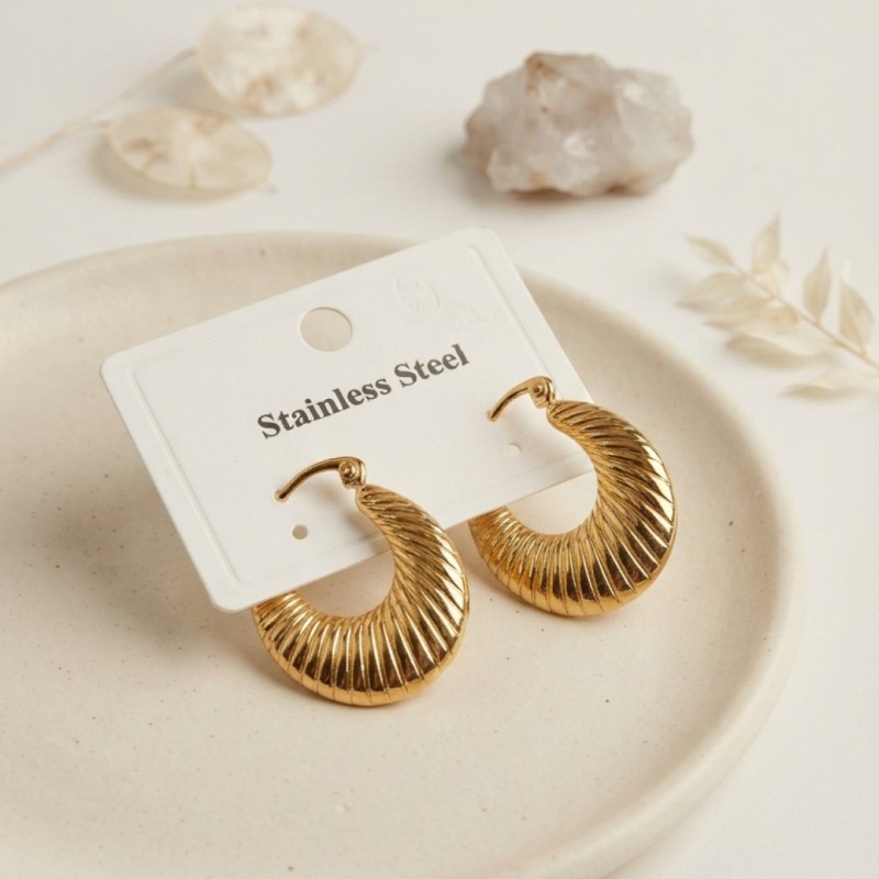 316L Çelik Gold Renk Halka Model Küpe 316L Çelik Gold Renk Halka Model Küpe