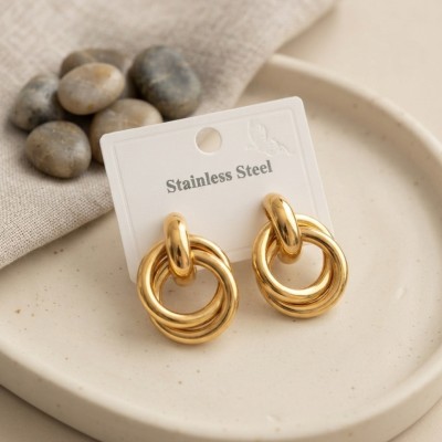 316L Çelik Gold Renk Halka Model Küpe