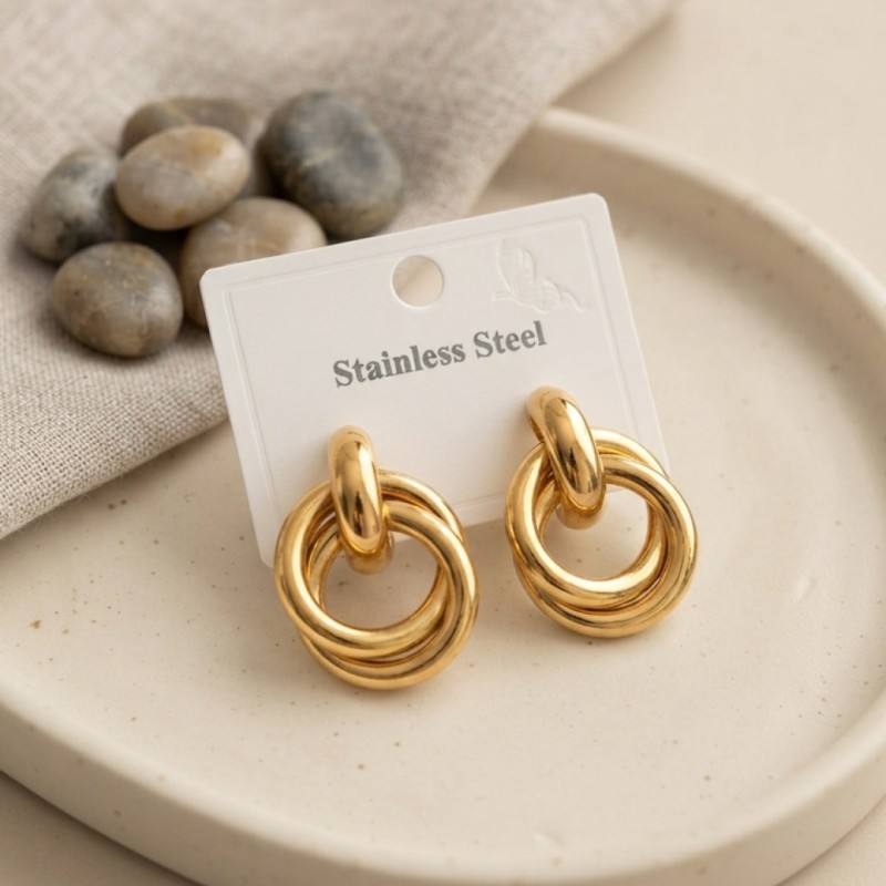 316L Çelik Gold Renk Halka Model Küpe