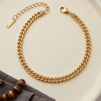 316L Çelik Gold Renk İnce Cuban Zincir Model Erkek Bileklik 316L Çelik Gold Renk İnce Cuban Zincir Model Erkek Bileklik