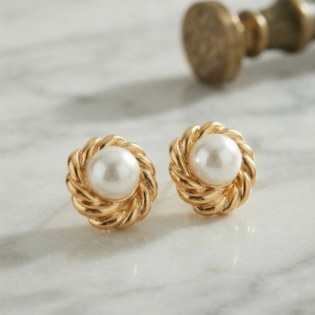 316L Çelik Gold Renk İncili Model Kadın Küpe