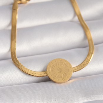 316L Çelik Gold Renk İtalyan Zincir Model İşlemeli Madalyon Figür Kadın Bileklik 316L Çelik Gold Renk İtalyan Zincir Model İşlemeli Madalyon Figür Kadın Bileklik