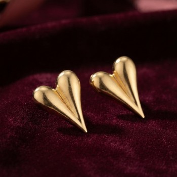 316L Çelik Gold Renk Kalp Model Küpe